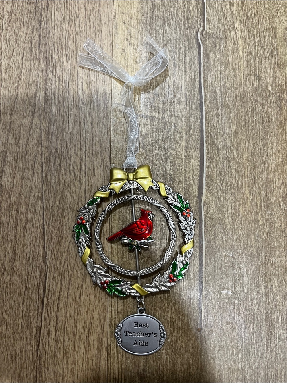 “Best Teacher’s Aide” metal ornament